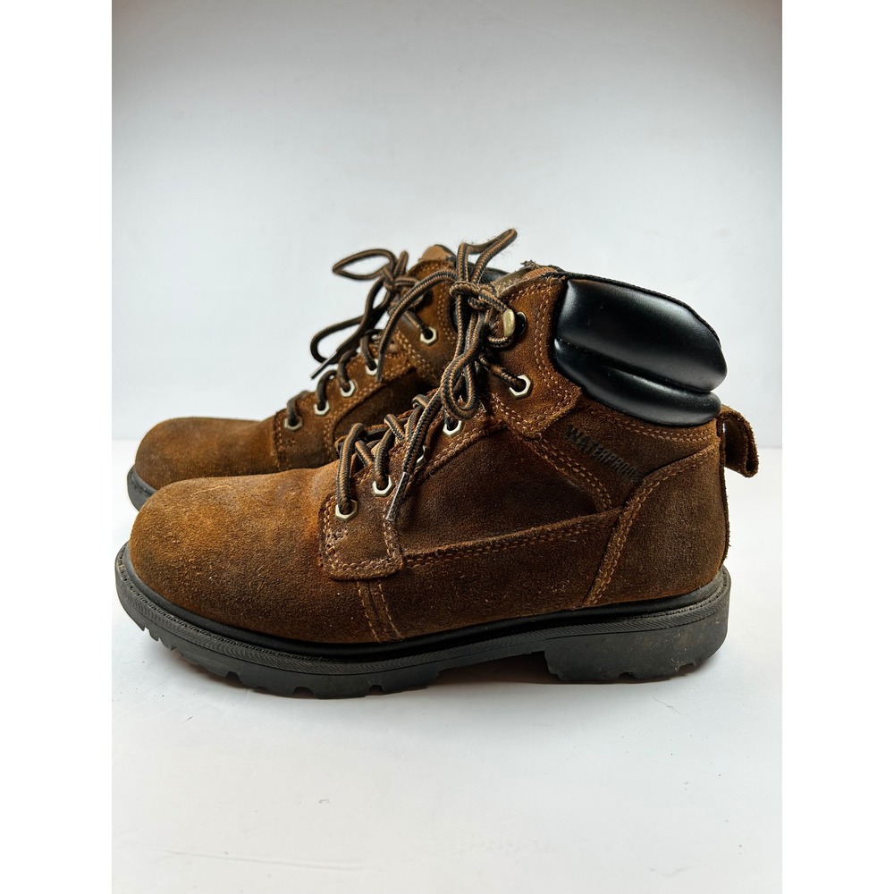 Brahma Mens Work Boots Brown‎ Suede Leather Lace Up Oil Resistant Size 7W